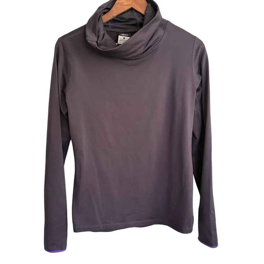 Nike Pro Cowl Neck Running Shirt L Purple Top Dri Fit